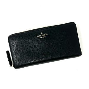 Kate Spade Jackson Street Black Pebbled Leather Zip Around Continental Wallet